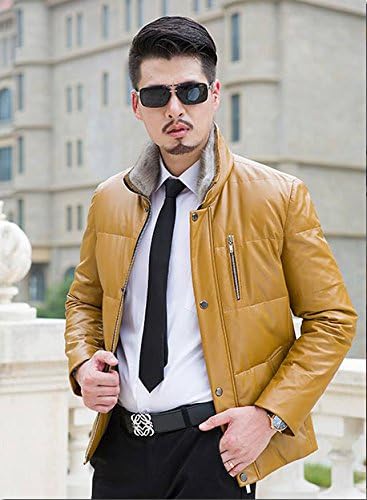Amazon Co Jp ジャケット ダウンコート ライダースジャケット バイクジャケット 革ジャン レザーコート メンズ ラム革 立ち襟 レザージャケット 秋 冬 ホースレザー ライダース シンブル コート イエロー Xxxl 車 バイク