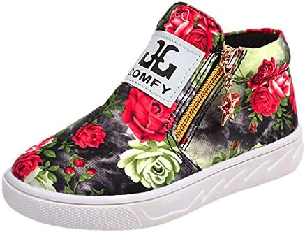Toddler Boys Grils Casual Floral Ankle Boots Children Zipper Letter Shoes,Outsta Kids Anti-slipShoes