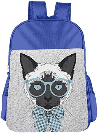 Hipster Cat With Blue Sunglass And Bow Tie Casual Backpacks Teen Boys Book Bags
