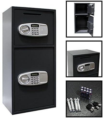 Digital Double Door Safe Depository Drop Box Gun Safes Cash Office Security Lock