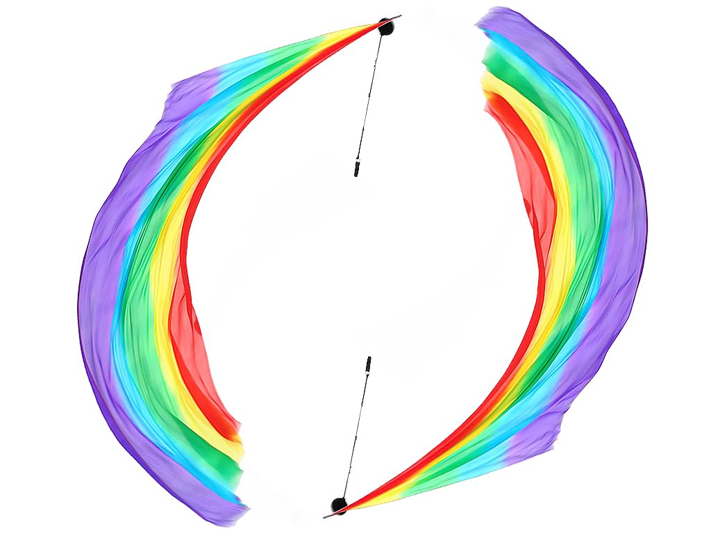 Hitopin 2 Sets Belly Dance Veil Poi Throwing Balls Scarf Streamer with Poi Balls For Parties Performances