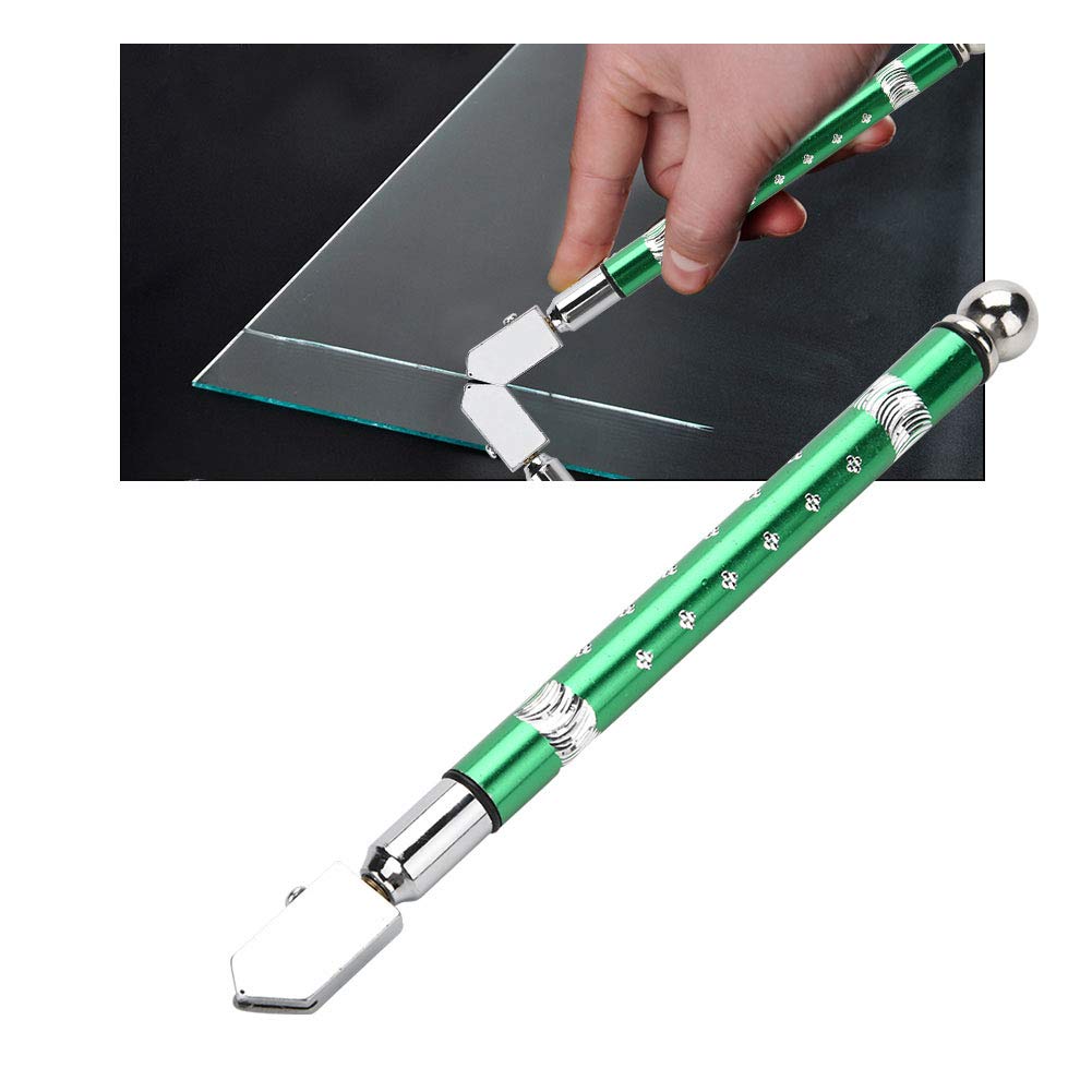 Portable Glass Cutter, Mirror Glass Cutter, Diamond and Mineral Glass Cutters for Various Cuts, Specifications for 3-15 mm Glass Cutters (Green)