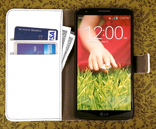 High Quality Vintage Vegan Leather Folio Wallet Case with Magnetic Enclosure and Kickstand for LG G2 D800 / VS980 / D801 / LS980 / D803 - White