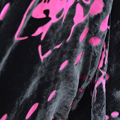 Black Fuchsia Floral Leaf Silhouette Devore' Burnout 15% Silk 85% Rayon Blend Velvet Printed 45 Inch Wide Fabric By the Yard