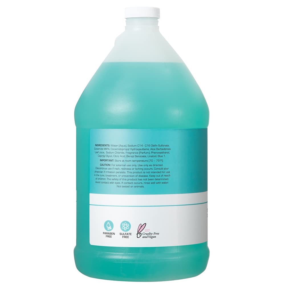 Ginger Lily Farms Club & Fitness Moisturizing Shampoo for All Hair Types, 100% Vegan & Cruelty-Free, Ocean Breeze Scent, 1 Gallon (128 fl oz) Refill