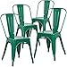 EdgeMod Trattoria Kitchen and Dining Metal Side Chair in Dark Green (Set of 4)