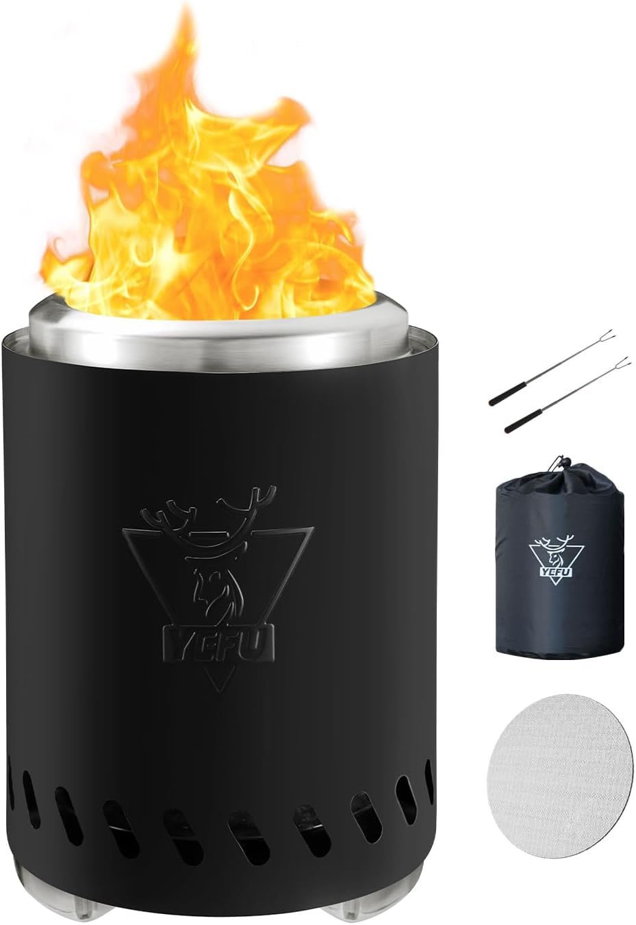 Generic Smokeless Fire Pit, Table Top Portable Fire Pit Fueled by Pellets or Wood, Safe Burning Table Top Firepit, with Travel Bag, 2 Mini Sticks, Fireproof Mat 25×18CM — image 1