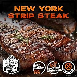 Grumpy Butcher New York Strip Steak, 8 Pack