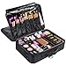 Valdler 3 Layer Large Makeup Bag Portable Travel Cosmetic Toile Organizer With Removable Divider Water Proof Multifunction 15.5inch Black