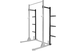WF Athletic Supply Squat Stand with J-Hooks & Pull up bar, Bench Press Rack for Full Body Strength Workout; Safety Spotter Arms, Plate Holder & Half Rack Conversion Kit Attachments Available