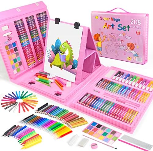 TOMMYHOME Drawing Kit 208PCS Deluxe Colouring Art Set for Kids 6-12 ...