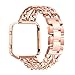 bayite For Fitbit Blaze Bands, Replacement Stainless Steel Chain Bands with Metal Frame for Fitbit Blaze Rose Gold