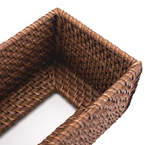 DECRAFTS Rattan Tissue Box Cover Natural Woven Facial Napkin Holder Rectangular (Honey Brown,9.4x5.5x4.3 Inch) - Thumbnail 4