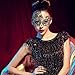 Coxeer Venetian Masquerade Mask Women's Swan Metal Filigree Laser Cut Mask (Black)