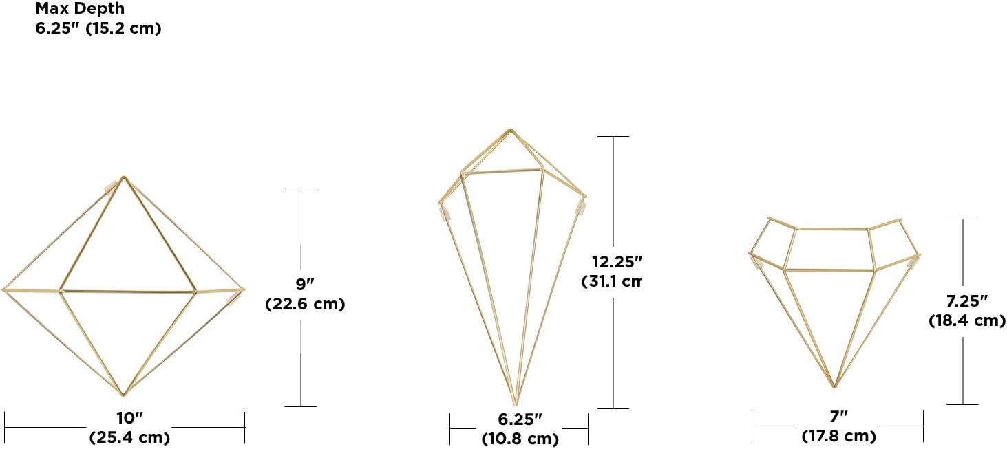 Umbra Prisma Wall Decor, Brass, Set of 6, Matt Brass, 33L x 19.1W cm - Image 3