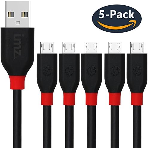 IMZ 5-Pack (5ft/1.5m) Durable Strong Micro USB to USB 2.0 Fast Charging & Data Transfer Cable for Android, Samsung, LG, HTC, Kindle, Motorola, Nokia, Camera and other Device (Black)