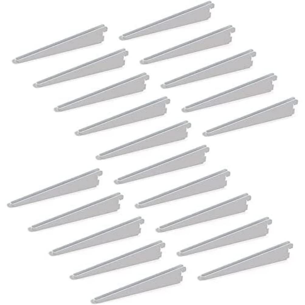 Emuca - Shelf Brackets for Twin Slot Wall Rail (Grid Dimension: 32mm (1,25 inch)), White, 320mm (12,6 inch), Set of 20 Pieces