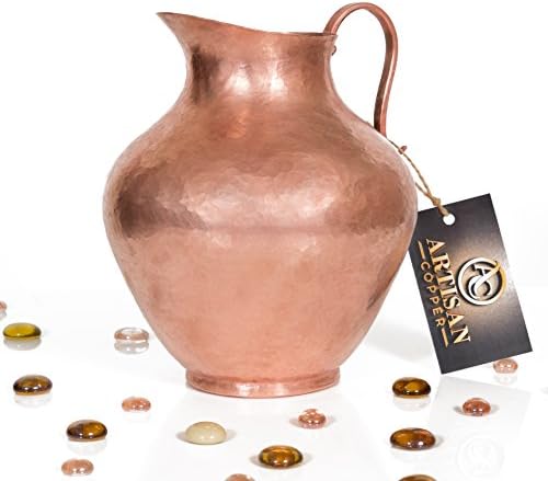 Copper Water Jug |.. Pure Hammered Copper Dispenser | Premium Large Handmade Pitcher | 100% Ayurvedic Copper - BPA Free (54oz - Half Gallon)