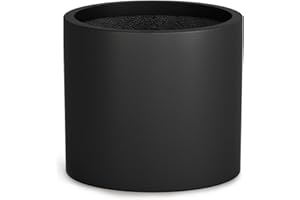 Fox & Fern 8 Inch Black Fiberstone Indoor Plant Pots with Drainage - Set of 3