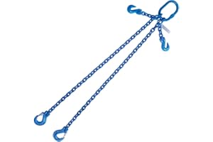 YELLOW LIFTING Grade 100 3/8"X10' Chain Sling Double Leg Adjustable with Sling Hooks 15200 LBS Capacity