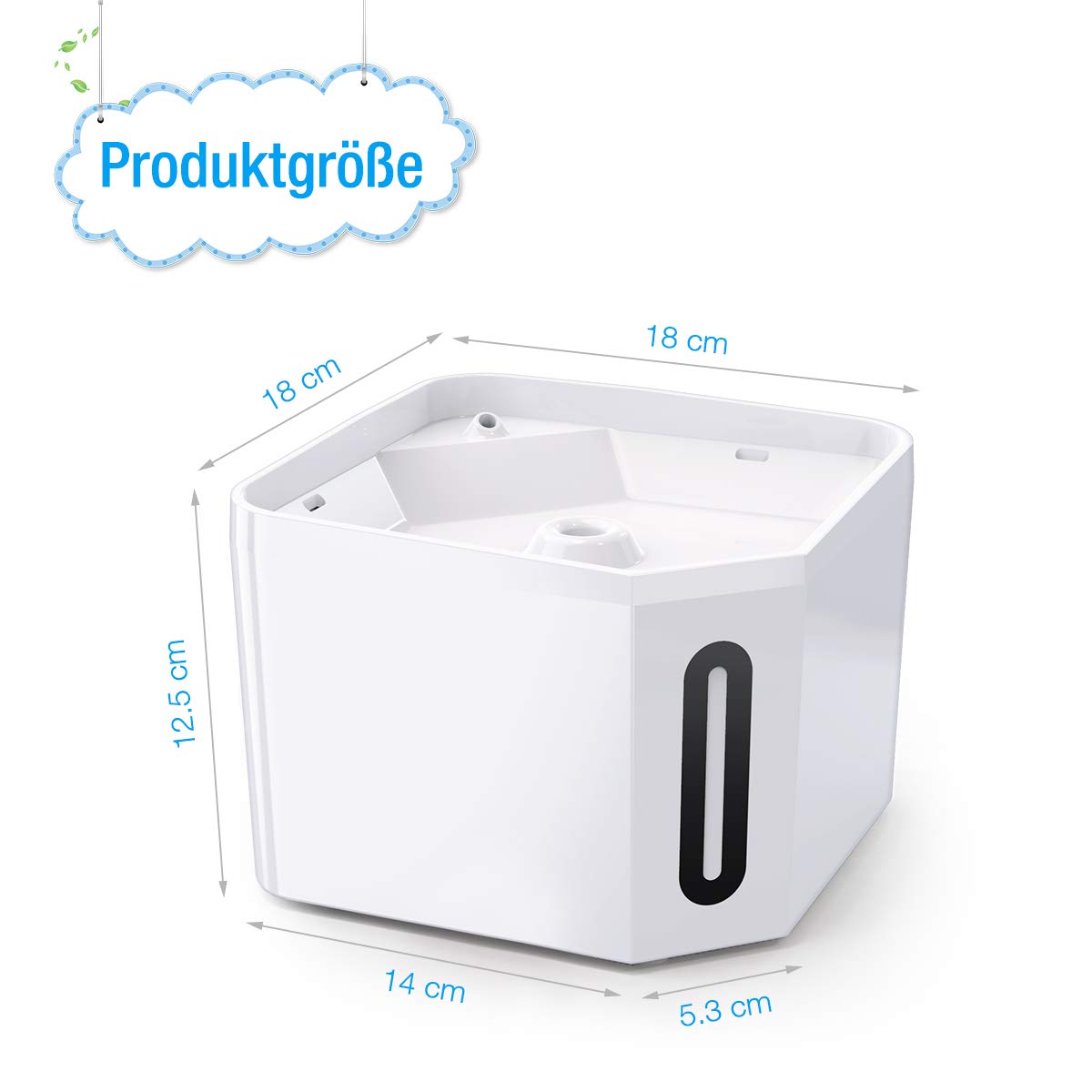 isYoung Trinkbrunnen, 2.5L Weiß Katzenbrunnen Automatisch Leise Haustier Wasserbrunnen für Katzen, Hunde,mehrere Haustiere