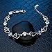 EleQueen 925 Sterling Silver CZ Double Love Open Heart Tennis Bracelet, 6.9