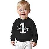 AFUKUIA First Birthday Sweatshirt for Baby Boy 1st Birthday Embroidery Pullover Shirt Crewneck Long Sleeve Fall Winter Outfit