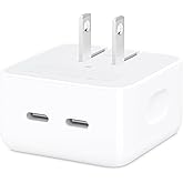 Apple 35W Dual USB-C Port Compact Power Adapter: Fast and Convenient Charging, Type C Wall Charger