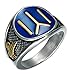 AccessCube Trendy Kayi Obasi Flag Ottoman Empire Ring Stainless Steel Ring Orc Axe Ottomans Seal Kayi Ertugrul Ring (Blue/Silver, 9)