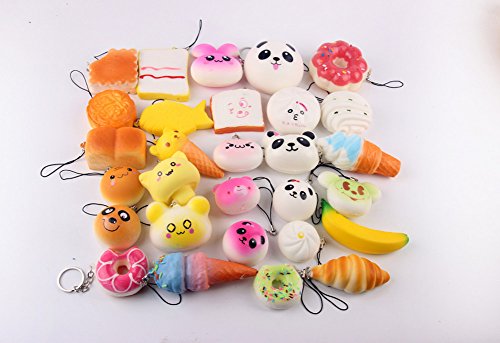 AOBOR Jumbo Medium Mini Soft Squishy Cake/Panda/Bread/Buns Phone Straps (10pcs) - Thumbnail 3