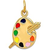 JewelryWeb 14k Yellow Gold Solid Polished Enameled Artist Palette Charm 21.8x12.5mm Pendant Necklace for Women