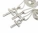 Shiny Jewelers USA Silver ICED Out Egyptian Key of Life ANKH Cross Box Chain 3 Necklace Set