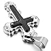 INBLUE Men's Stainless Steel Pendant Necklace Silver Tone Black Cross -With 23 Inch Chain