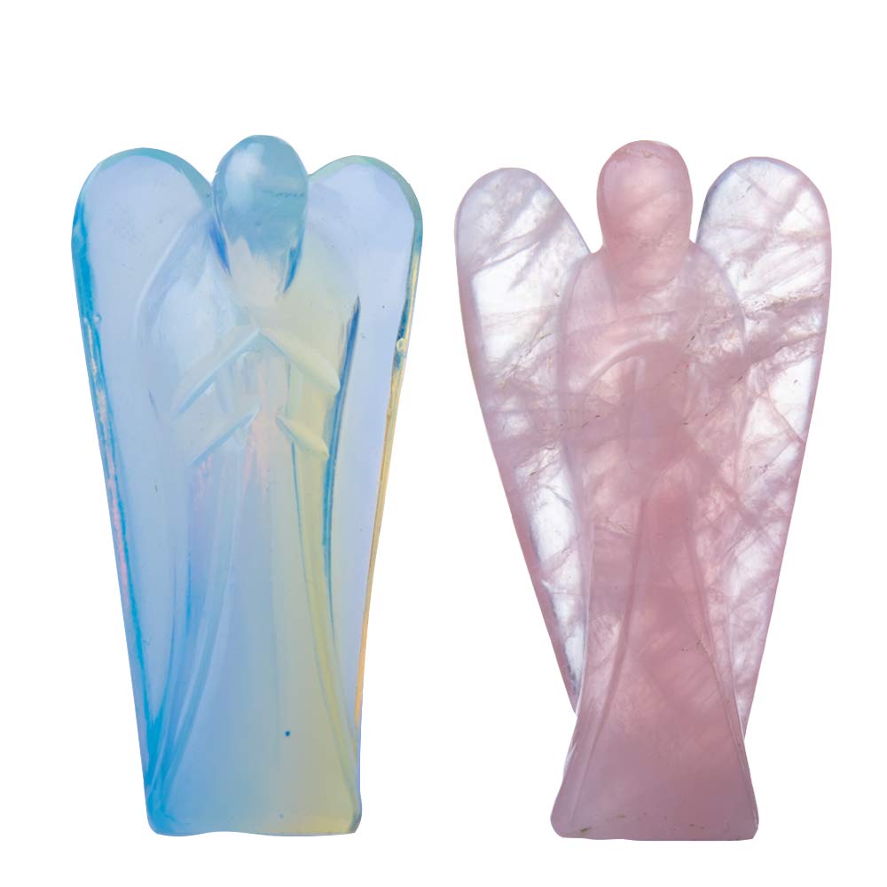 Wonder Care Pocket Guardian Angel Crystal Natural Gemstone Reiki Healing Energy Carved Statue Figurines, Chakra balancing, meditation, aesthetic (1.5"-2.0") (pack of 2)
