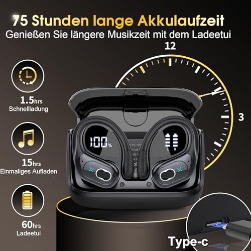 AI Headphones Translator, 3-in-1 Bluetooth 5.4 Real Time Voice Translator Headphones 164 Languages with App, 75 Hours Translator Earphones with Ear Hooks and ENC Mic, 6 Translation Modes for Business