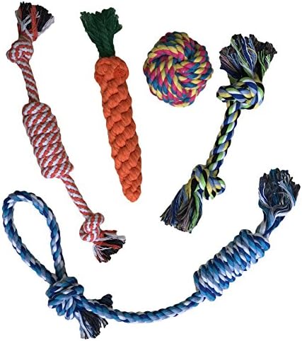 Dog Rope Toy Puppy Pet Chew Toy Knot Tug Toys Set for Small Medium Dogs Variety Pack (5 Pack)
