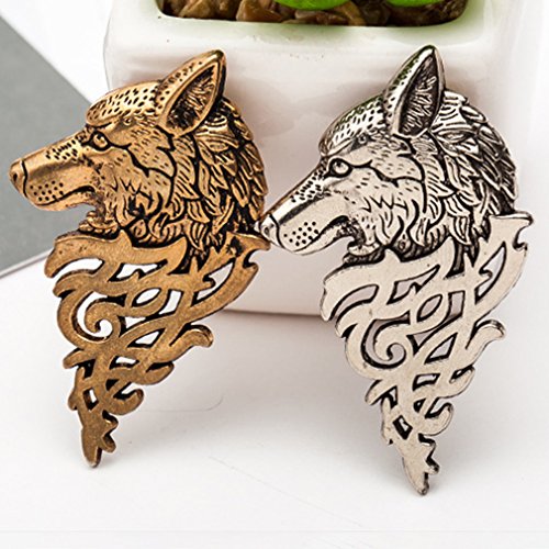 GUAngqi Vintage Europe Wolf Badge Brooch Lapel Pin Men Women Shirt Suit Jewelry Gift