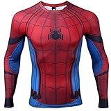 COOLMAX Civil War Long Sleeve Spiderman Compression Shirt 3D Print Men's Gym Top (Large, Blue)