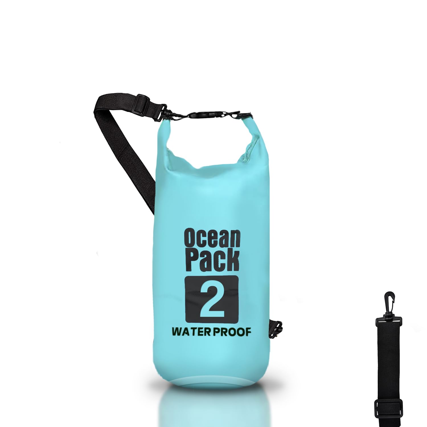 Cable Technologies Dry Bag, Waterproof Backpack, Roll Closure and Shoulder Strap, Waterproof Mobile Phone Bag and Waist Bag for Sea Boat Fishing Rafting Beach Water Sports, Light Blue, 2l
