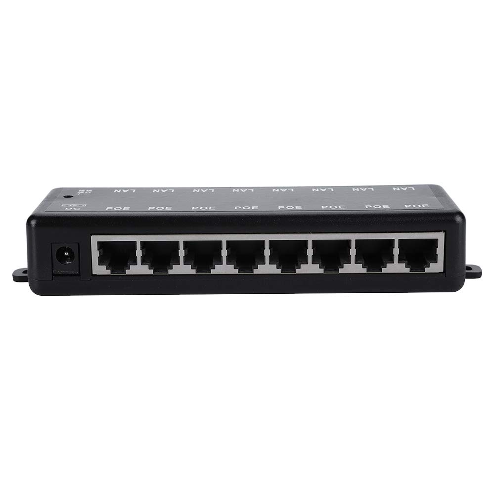 DC12V-48V Passive PoE Adapter with 8 Interfaces, Professional 8 Port Gigabit Ethernet PoE Switch for PC/Hub/Switch/Router Compatible with Ethernet Cable/Robust Plastic