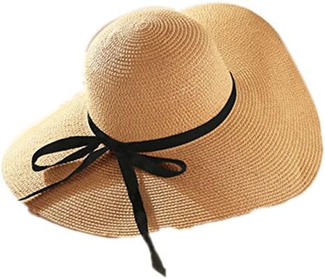 LOVEHATS Round Top Raffia Wide Brim Straw Hats Summer Sun Hats For Women With Leisure Beach Hats Flat Gorras 3 for adult