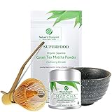 Matcha Green Tea Powder Starter Gift Set-Includes Organic Japanese Ceremonial & Culinary Grade Matcha Straight from Uji Kyoto, Bowl, Whisk, & Scoop-5 oz contains Powerful Antioxidant Energy.