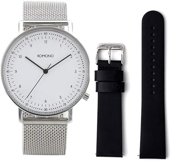 Amazon 国内正規品 Komono コモノ 腕時計 Lewis Silver Mesh ルイス シルバーメッシュ 交換用牛革ベルト付 メンズ レディース ユニセックス Kom W4070 メンズ腕時計 腕時計 通販