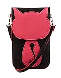 KISS GOLD(TM) Fresh Color Super Cute 3D Animal Pattern Mini Shoulder Bag Cellphone Pouch (Black-Cat)