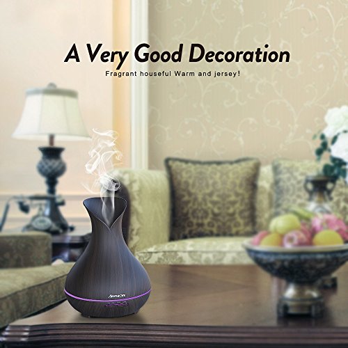 AromaCare 400ml Essential Oil Diffuser with Wood Grain, Ultrasonic Cool Mist Aromatherapy Humidifier with 4-Timer and 7-Color LED Lights Changing for Home, Yoga, Office, Spa, Bedroom, Baby Room - Thumbnail 3