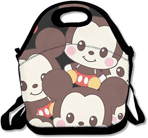 Lunch Tote Mickey Mouse and Minnie Mouse Insulated Waterproof Reusable Djustable Shoulder Stra Lunch Bags for Office, School, Picnic Travel