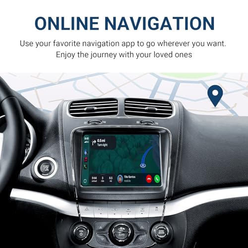 Wireless CarPlay & Android Auto Kit di Retrofit Decoder per Fiat Freemont/Chrysler 300C / Dodge/Maserati, Adattatore di Plug & Play con SWC, Wi-Fi, Bluetooth, Controllo Vocale e Navigazione GPS