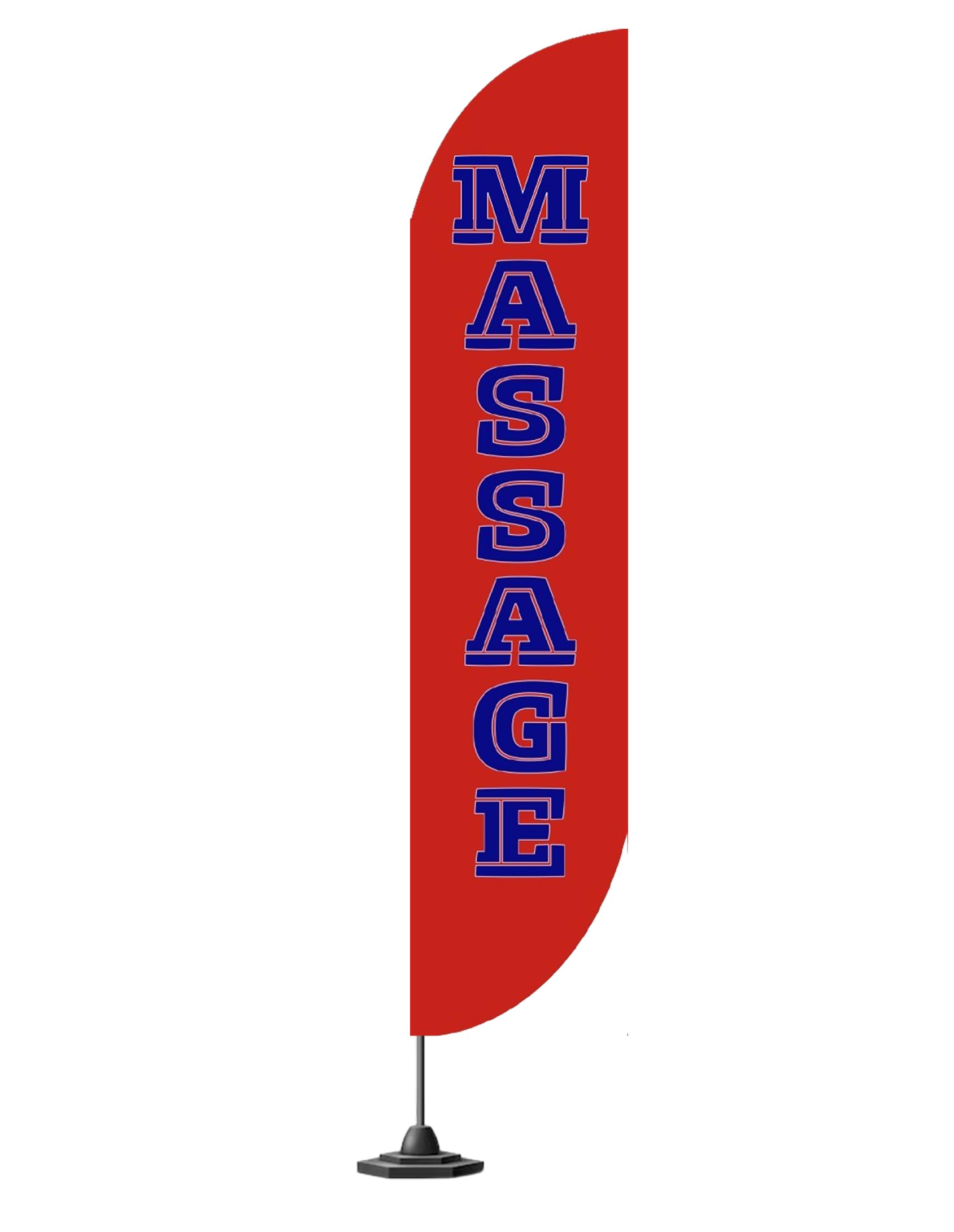Photo 1 of 12x2.5 Feet Red Tall Feather Polyester Flags "Massage" - Tall Advertising Flags for Outdoor Business and Events Promotion - Single Sided Feathers Banners Massage Themed - Flagpole is Not Included