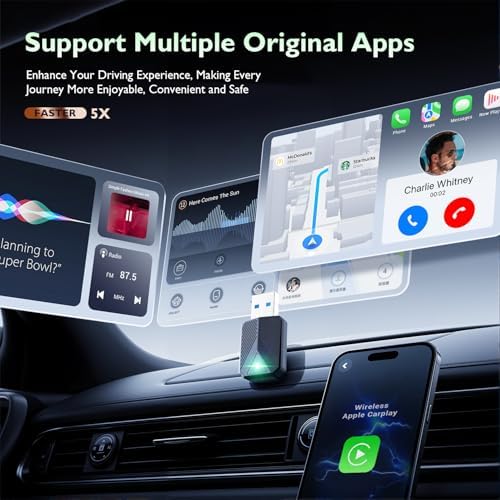 Adaptateur CarPlay sans fil, Mini CarPlay sans fil, permet de passer du CarPlay filaire au CarPlay sans fil, adaptateur sans fil Plug and Play, compatible avec les voitures de 2016 et les iPhone iOS