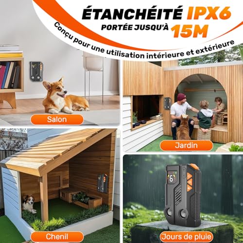 Anti Aboiement Chien Ultrason Puissant AI, 2 Émetteur Ultrason Chien, 6 Sensibilités 3 Intensités, Ultrasons Anti Aboiement Intérieur Extérieur, Solutions Anti-Aboiement Pour Chiens IPX6 Rechargeable